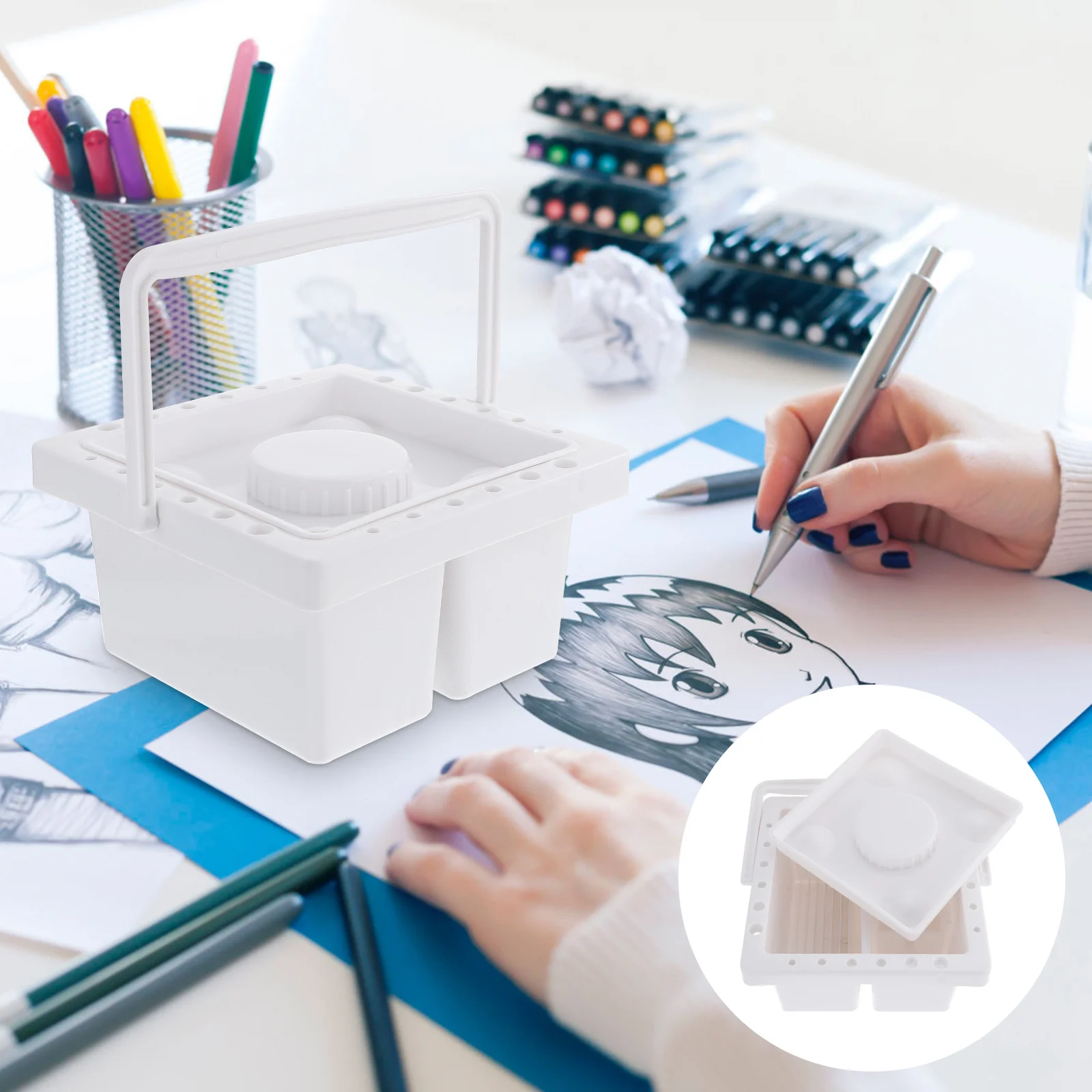 

Washer Portable Paint Brush Cleaner For Artists Multi-Function Paint Holder Handheld Brush Supply Painting Accessory