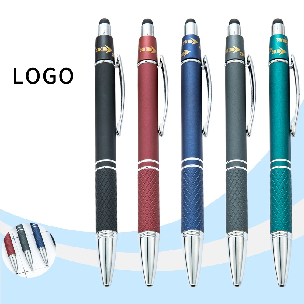 50PC Metal Ballpoint Pen With Stylus Tip For Touch Screens Writing Stationery Office School Gifts Free Custom Logo Name Sign Pen