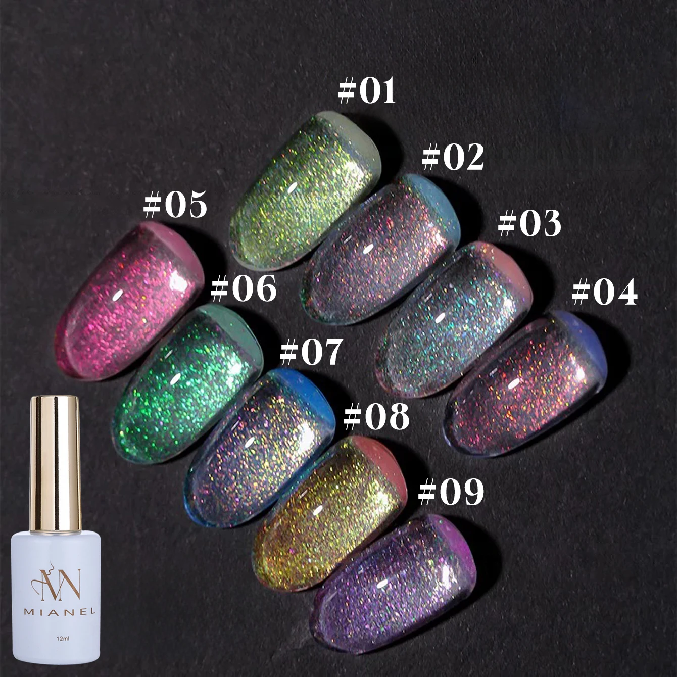 MMIANEL 12ML 1pcs Summer Nails 2026 New Popular Super Flash Blue Green Pink Seven Colors Diamond Glitter Gel Nail Polish