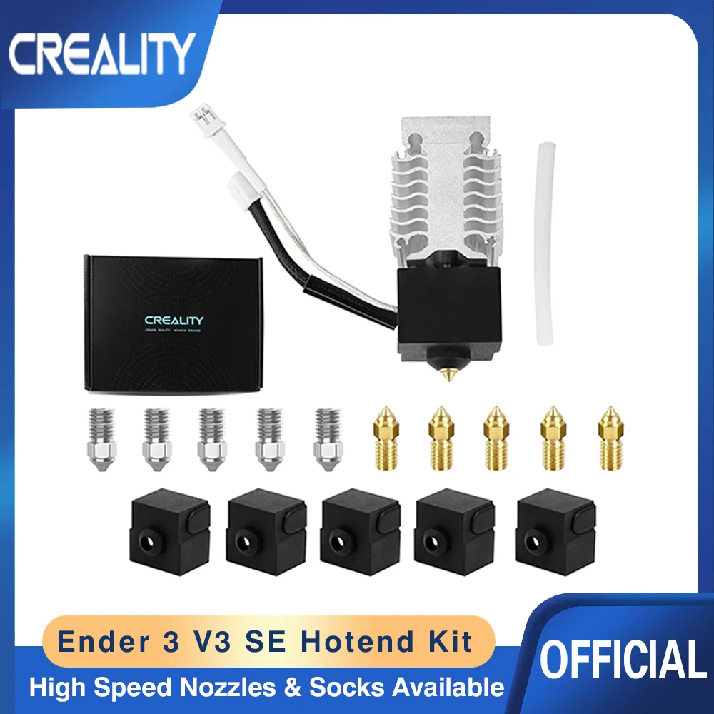 

Creality Original Ender-3 V3 SE Hotend Kit All Metal Titanium Alloy Copper Throat Tube with 5PCS High-Speed M6 0.4mm Nozzles