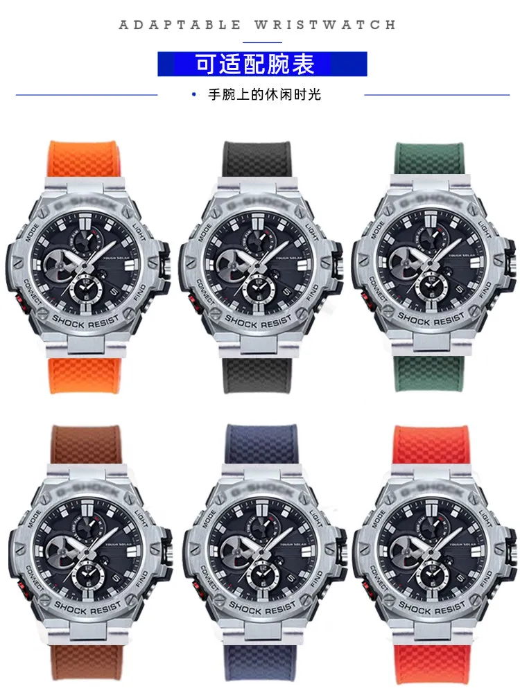 Suitable for Casio GST-B100 Modified Fluoroelastomer Strap GST-S130 300 330 110 120 Accessories view 4