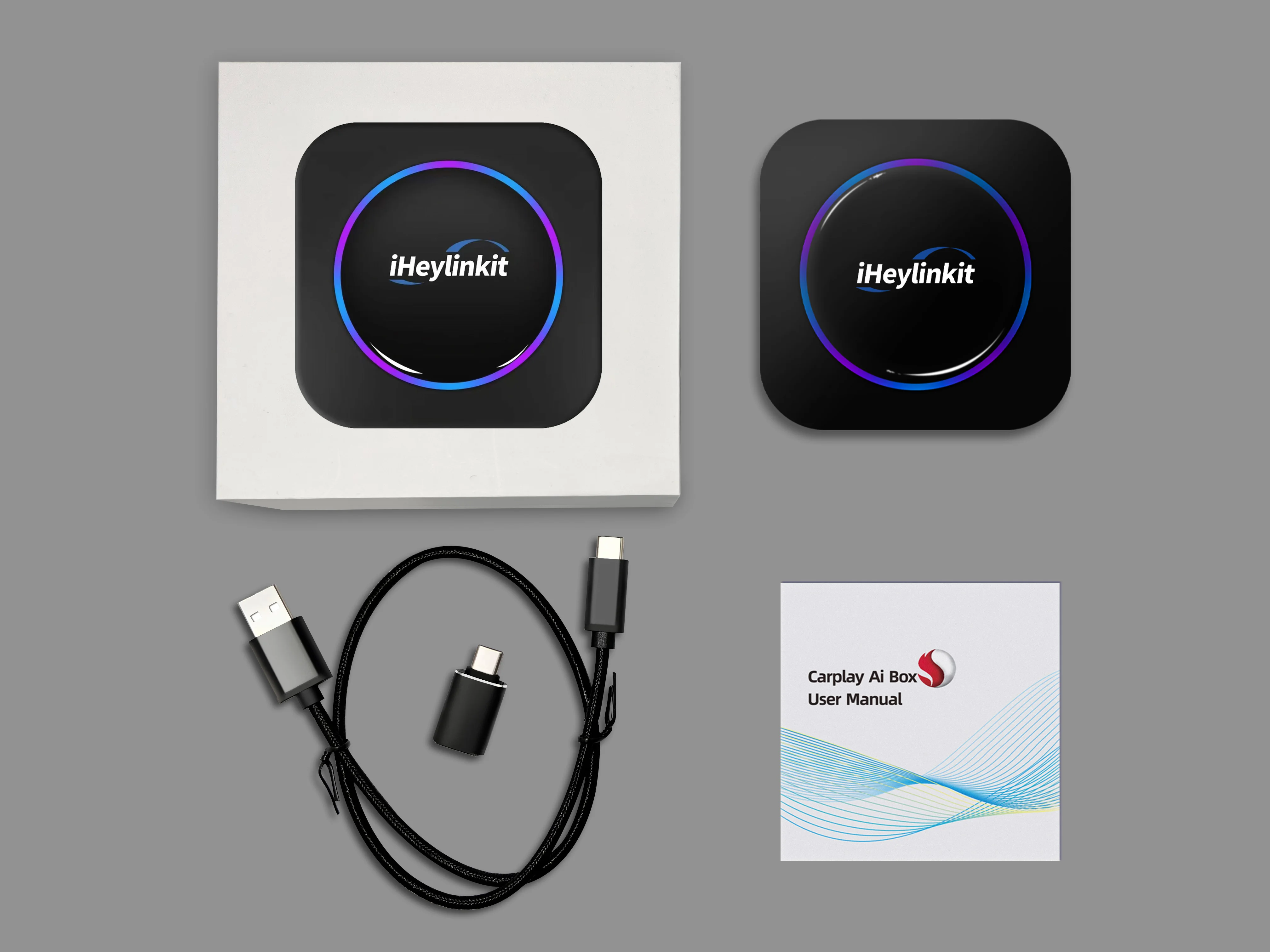 IHeylinkit Carplay Smart Box Android 13 RAM 4+64GB 8+128GB Support 4G SIM TF Card Qualcomm 8-core 1 Year Audi Compatible