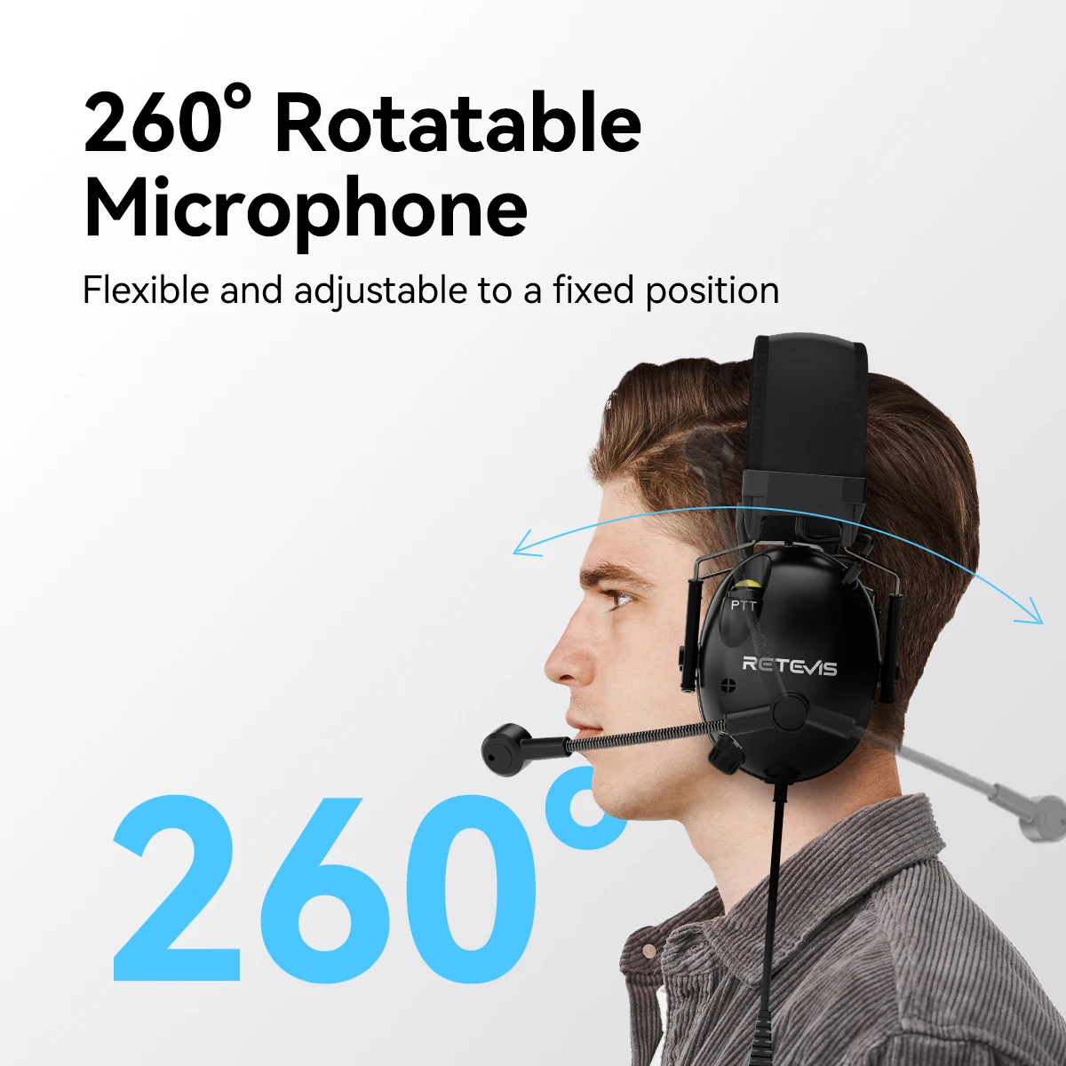 Retevis EHK015 EHK016 ANC Kopfhörer 2Pin Active Noise Cancelling Walkie Talkie Headset Radio Zubehör für Retevis H777 RT3S – Detail 10