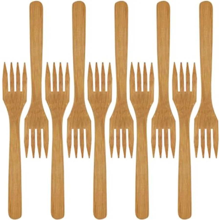 

Premium Solid Bamboo Dinner Fork 8" - All Natural Reusable Dinnerware - pcs