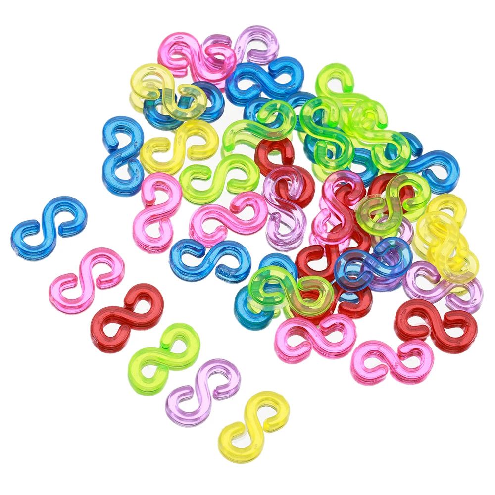 500pcs S Clips Rubber Band Lock Hook for Charm Loom Gummies Elastic Bracelet Fefillb Diy Jewelry Making Supplies Accessories