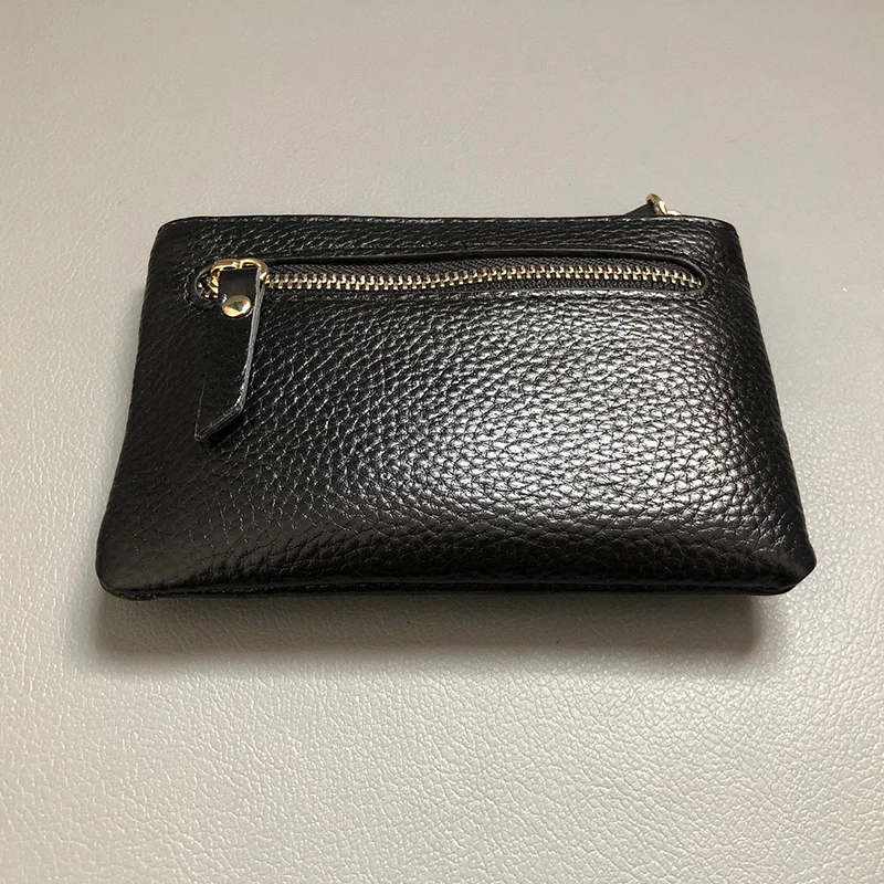 Genuine Leather ID Card Holder Women Wallet Coin Purses Key Chain Pendant Homemade Zipper Ladies Money Bag Pouch Ins Japan Kpop
