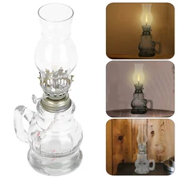 Vintage Glass Kerosene Lamp Retro Kerosene Lamp Portable Oil Lantern Glass Cover Kerosene Lamp