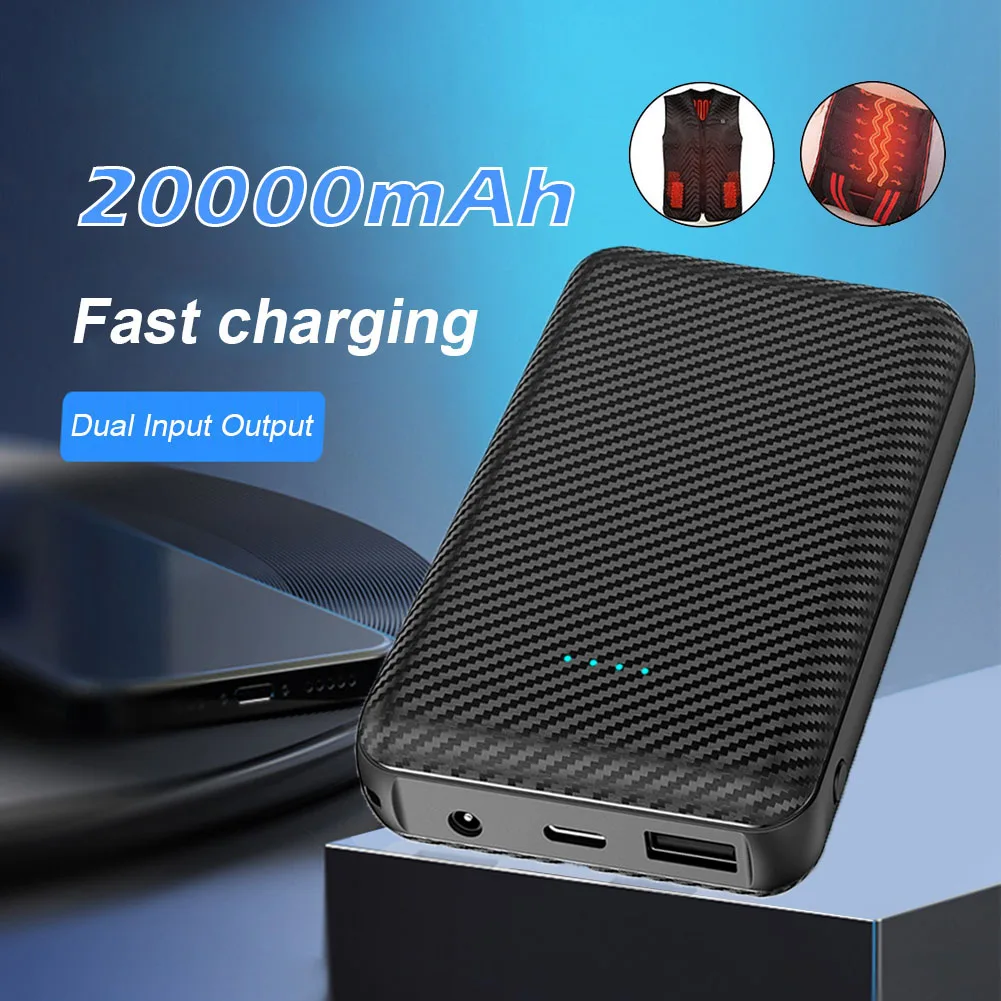 20000mAh Power Bank Portable Heated Jacket Battery DC7.4V 2.6A+USB 5V2A Phone External Battery For Heated Jacket Vest socks