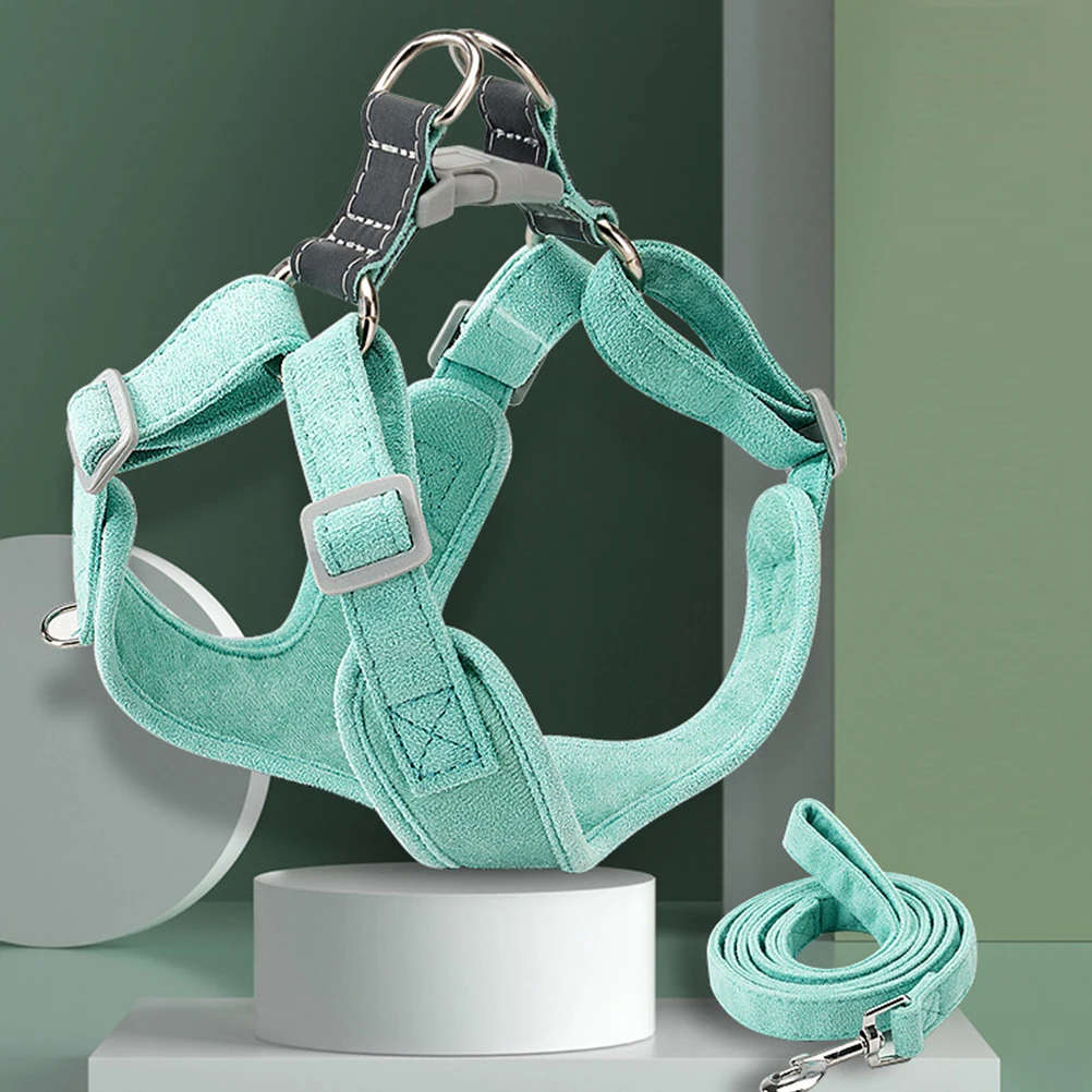 

Portable Dog Harness Suede Wear resistant Puppy Leash Household Reflective Design Night Use Medium Small Dogs Easy Control