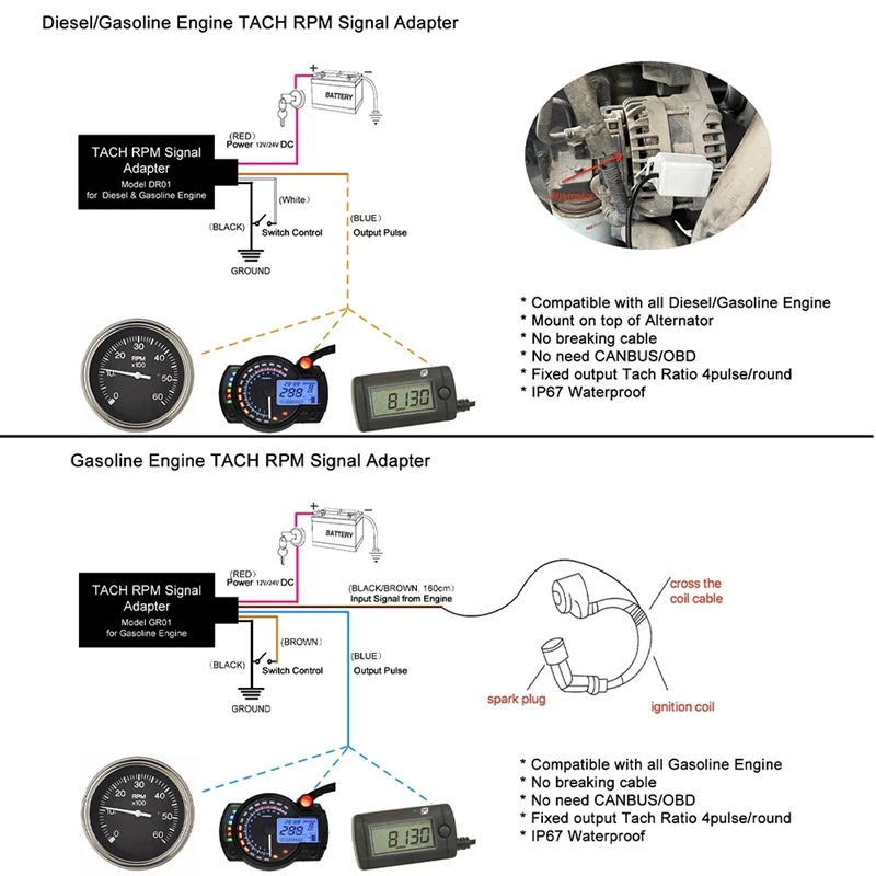 New Tachometer Sensor Speed RPM Signal Adapter Speed Signal Collector For Gasoline