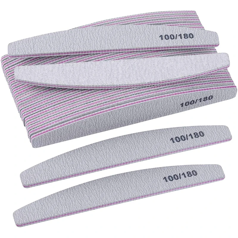 8Pcs/Set Professional 100/180 Half Moon Nail File Sandpaper Nail Sanding Blocks Grinding Polishing Manicure Care Tools