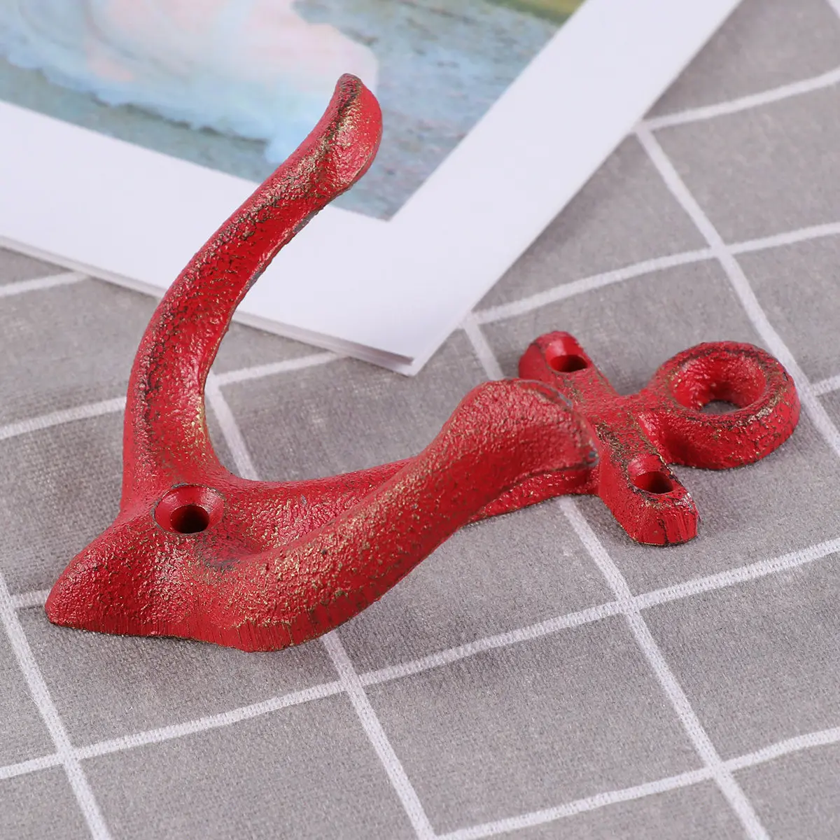 1Pcs Iron Anchor Shape Wall Pendant Vintage Nautical Decor Red Small Mediterranean Beach Theme Bedroom Decoration Photographic