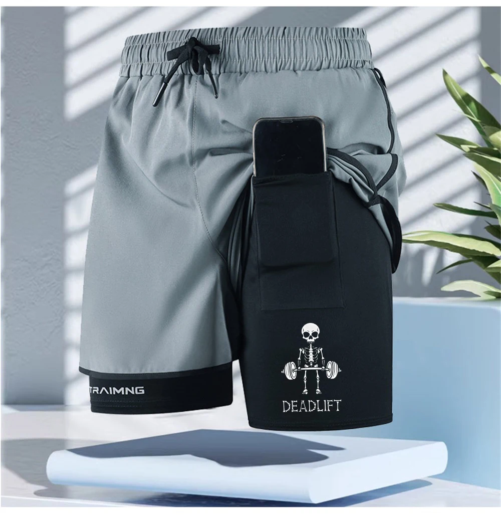 

Men’s Double Layer Athletic Shorts Quick Dry Swim Trunks with Inner Liner Drawstring Breathable Sports Beach Running Pants