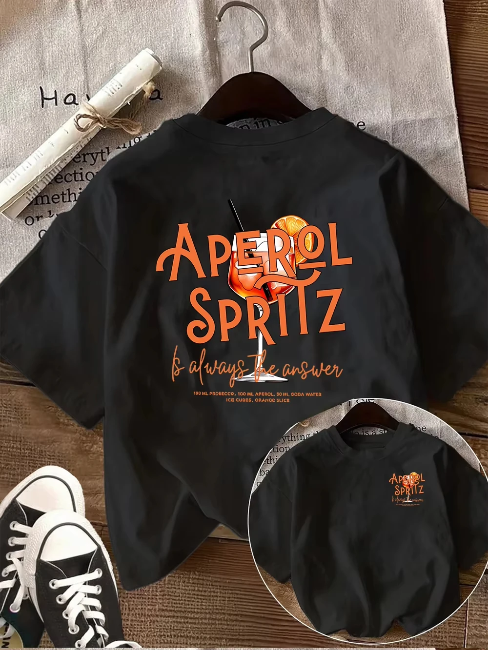 Aperol Spritz Graphic Tee Summer Cocktail Party T-shirt Funny Drinking Slogan Top Casual Short Sleeve Streetwear for Women Men