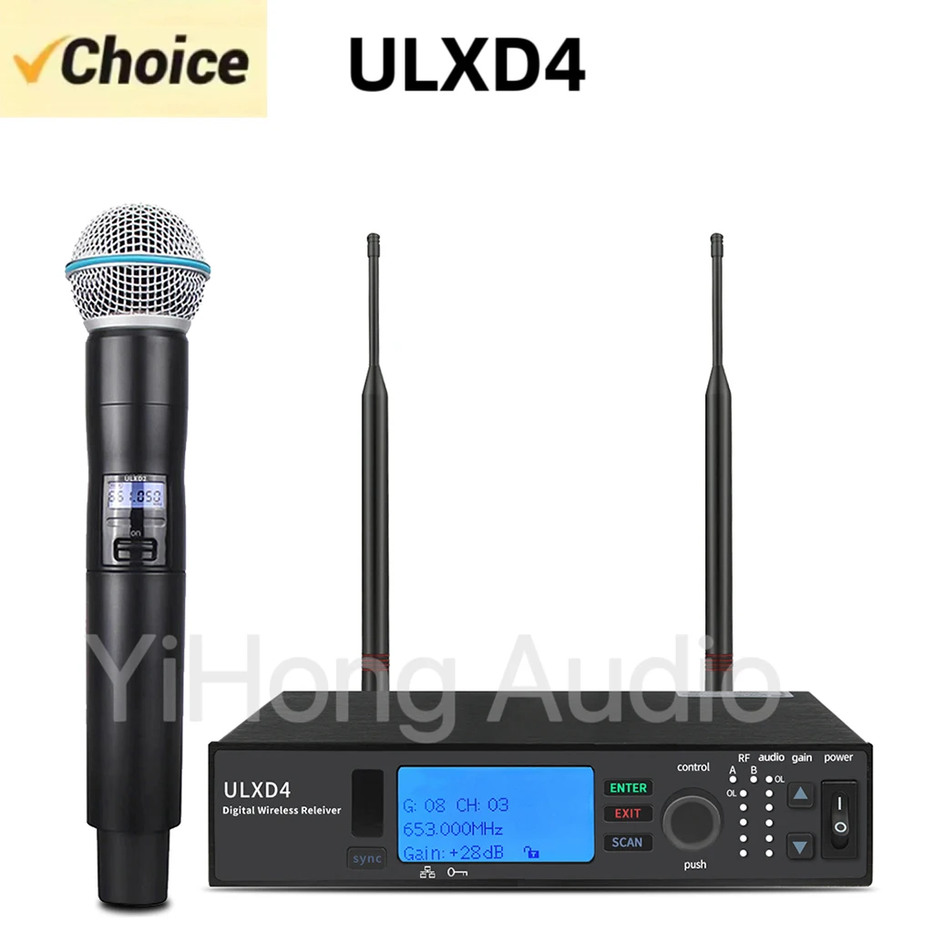 Micrófono inalámbrico profesional ULXD4-B58A, sistema de un canal, puesta en escena, fiesta de canto, alta calidad