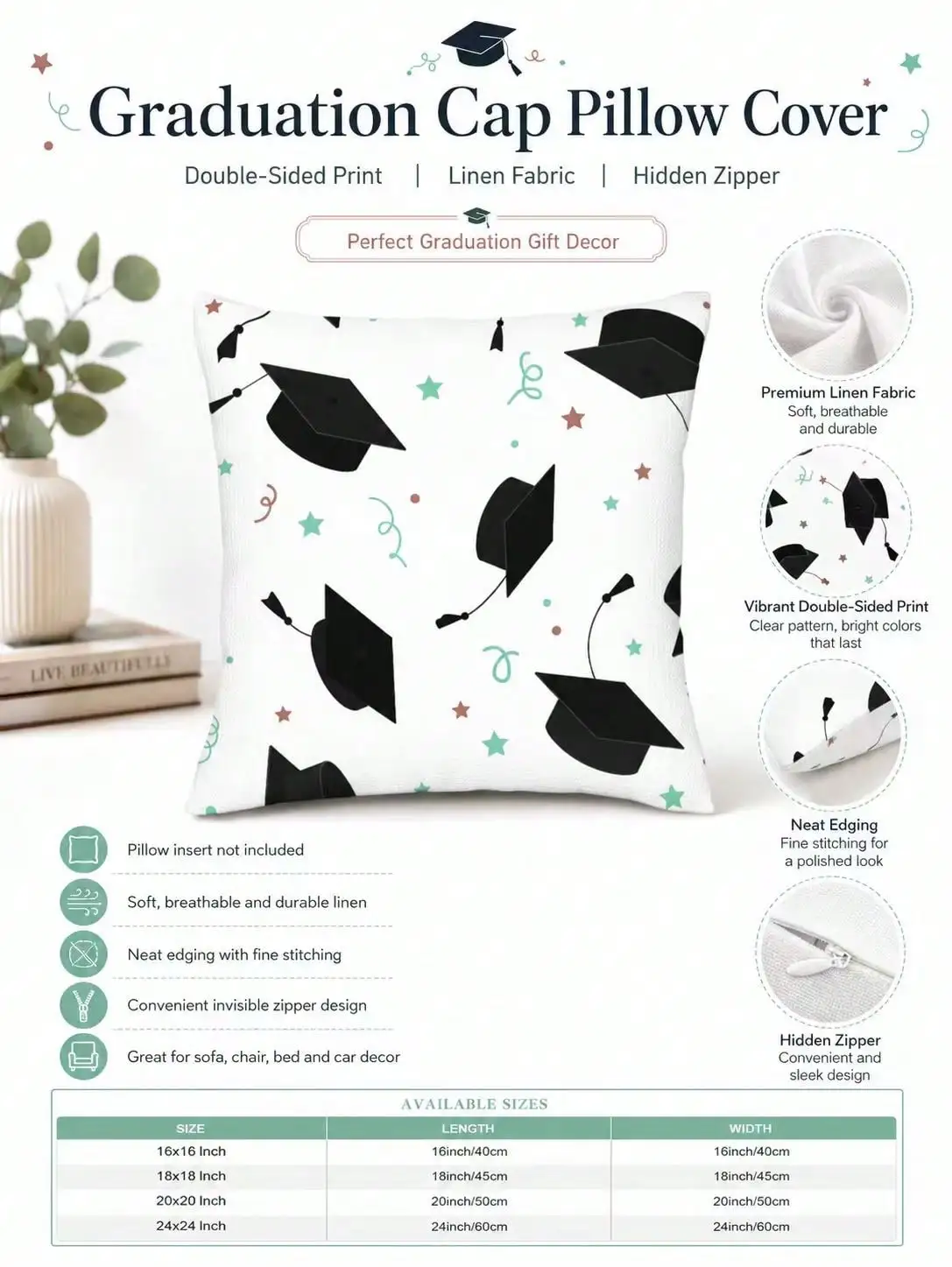 Geometric Pillowcase Printed Grid Shaped Pillow, Spa Blue Or Sage Green Modern Seaside Home Decoration Luxury Pillow