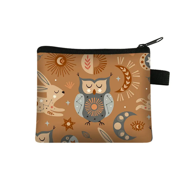 Portefeuille en polyester avec impression d'animaux de dessin animé, sac à cartes pour étudiants, sac de rangement pour pièces de monnaie, sacs à main, porte-monnaie, mini sac Billetera, mode zéro