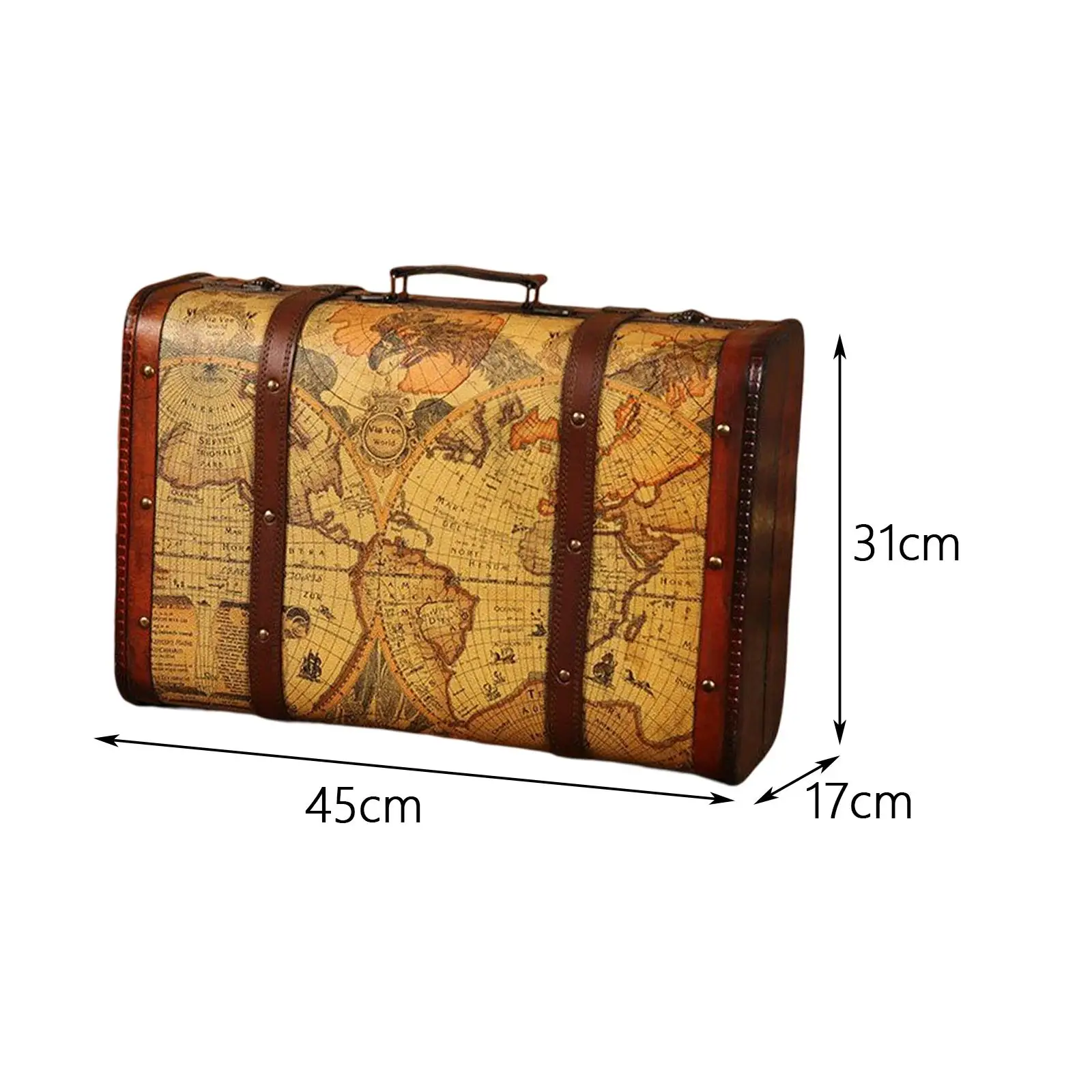 Vintage Suitcase with Handle Suitcases Photo Props Wooden Trunk Decorative Box Suitcase Wood Chest for Shop Window Shop Bedroom