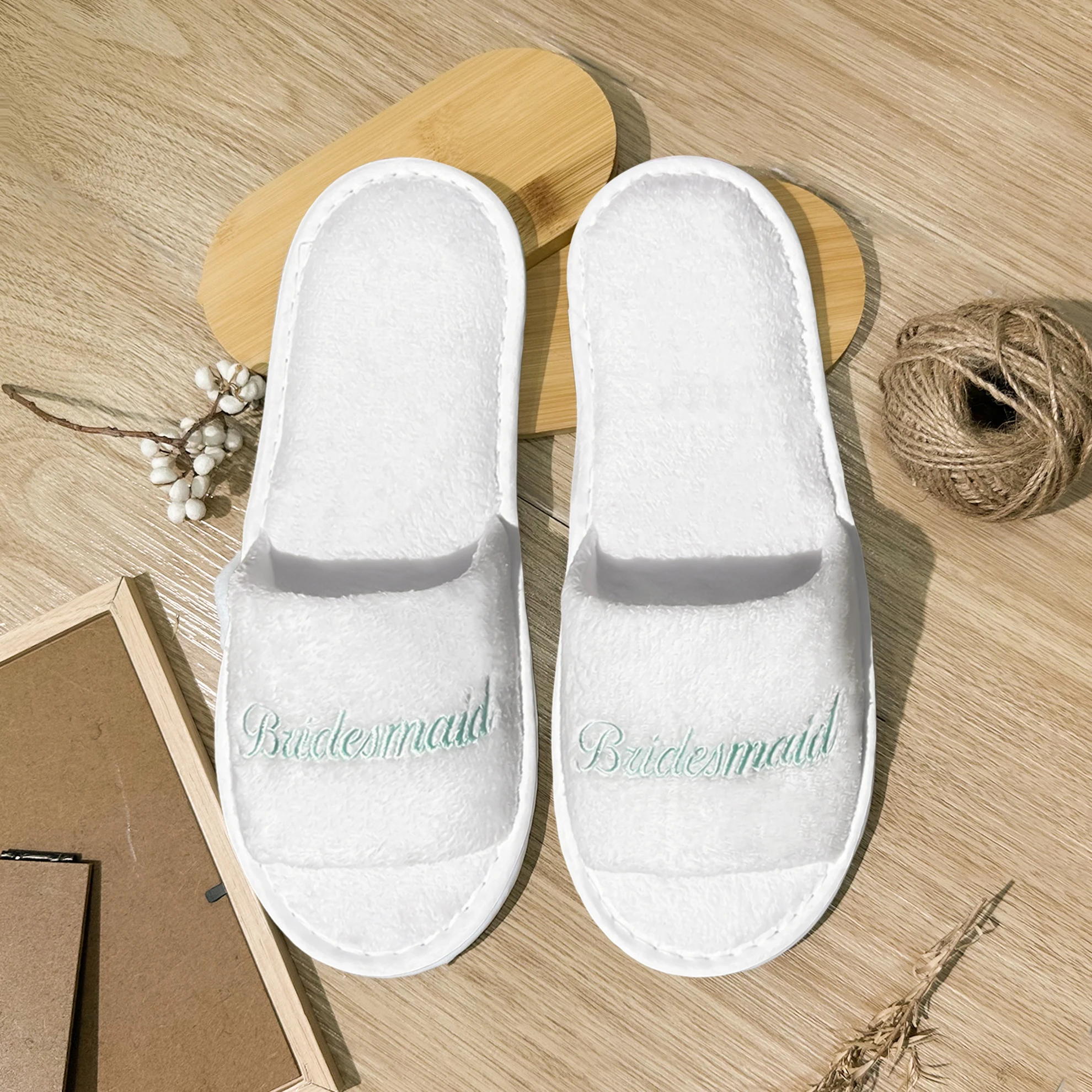 Bridal Party Slippers Set, With Embroidery, Lightweight Cozy Soft Sole Flats, for Brides, Bridesmaids, Guests & Bachelorettes image 3