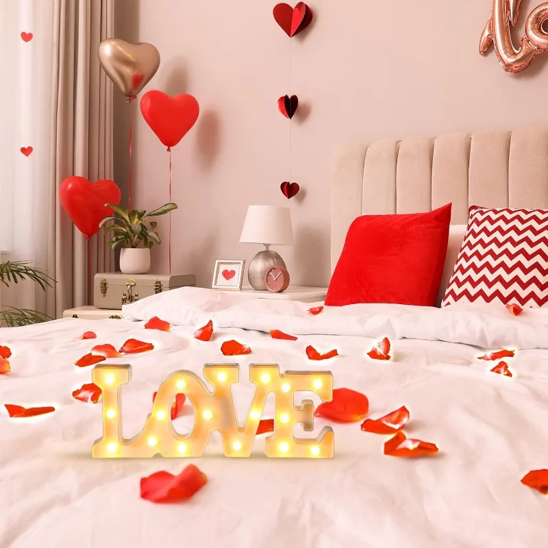 Romantic LED Love Symbol Glowing Sign for Valentines Day Wedding Table  Party Decoration Anniversary Celebration Event Lighting