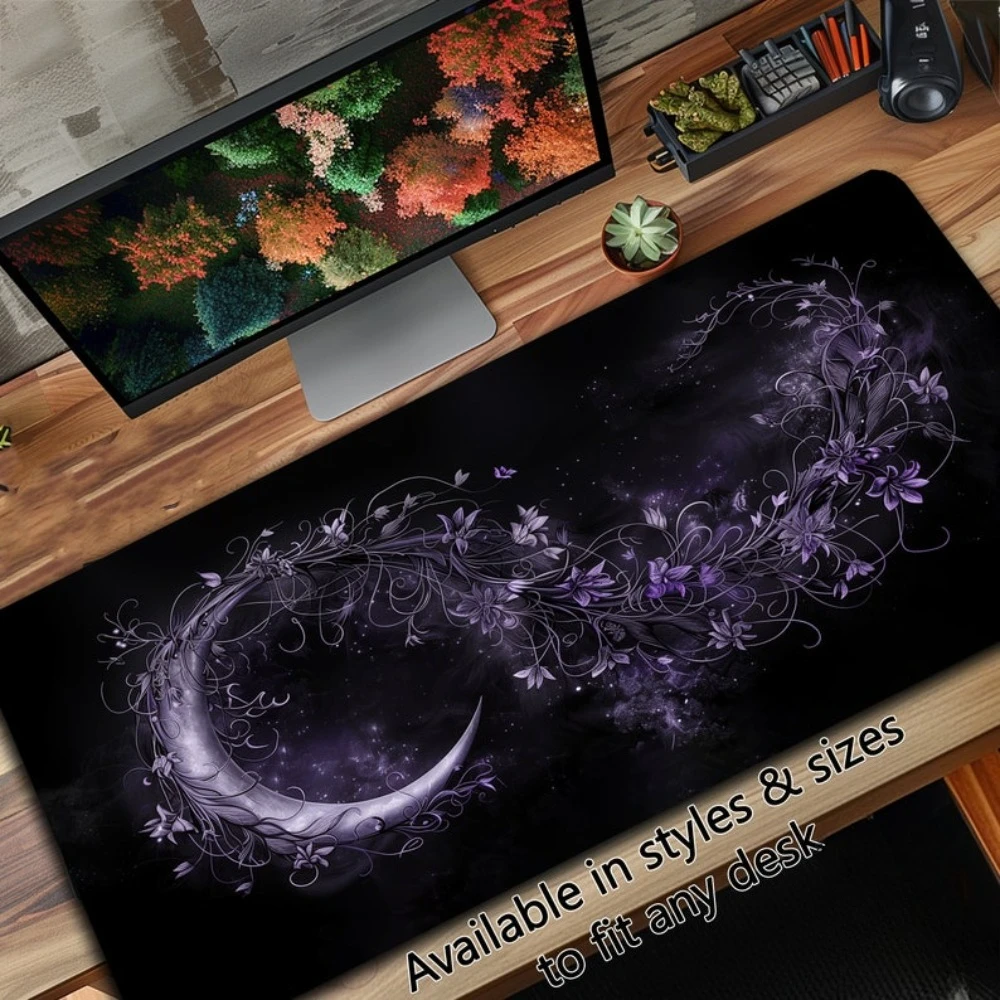 Midnight Floral Moon in Purple organiseurs et plateaux de bureau, accessoires de bureau, tapis de souris, alfombrillas para escritorio