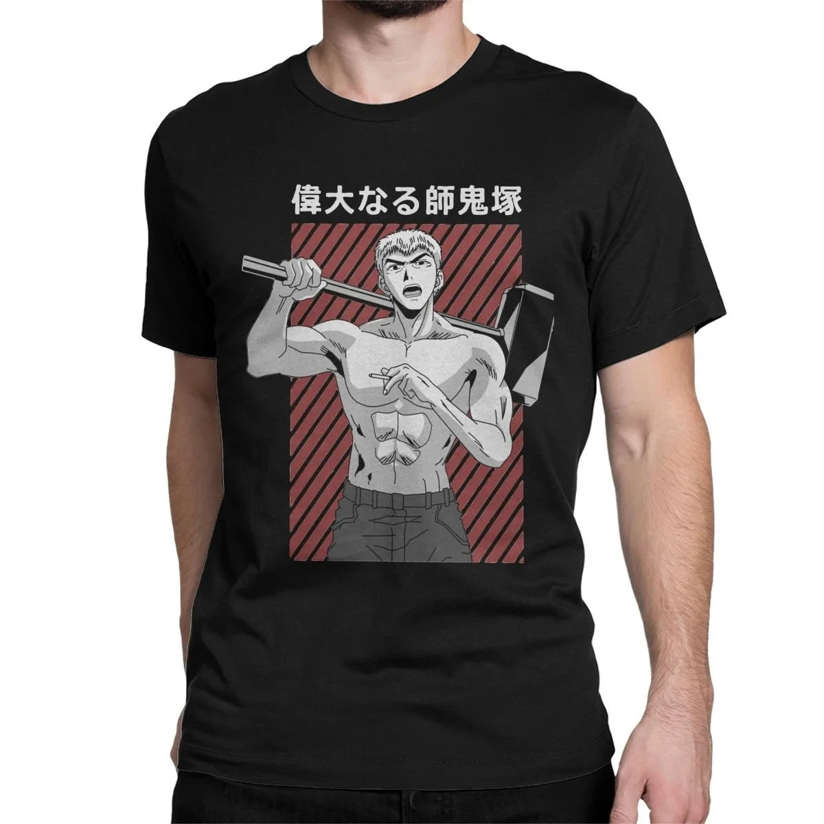 Round Neck Cotton Tops T Shirts Anime Harajukkuu Tees Adult Clothing Fun Eikichi Great Teacher Onizuka GTO Tee Shirt For Men