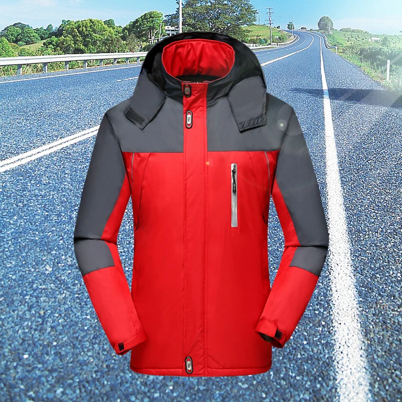 メンズ作業服綿ジャケット薄型モデル建設現場労働保護反射ストリップ春秋着用可能ポリエステル繊維