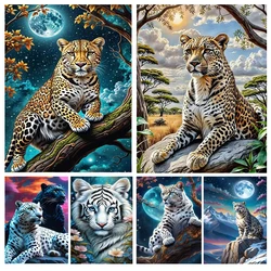 5D DIY Full Diamond Painting New 2024 Cross Stitch Kits Animal Jungle Leopard Tiger lion Mosaic Diamond Embroidery Home Decor