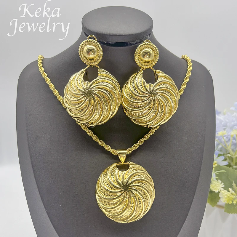 America Gold Plated 22k Jewelry Set Women Classics Delicacy African Necklace Earrings Sets Dubai Women Wedding Party Accessories