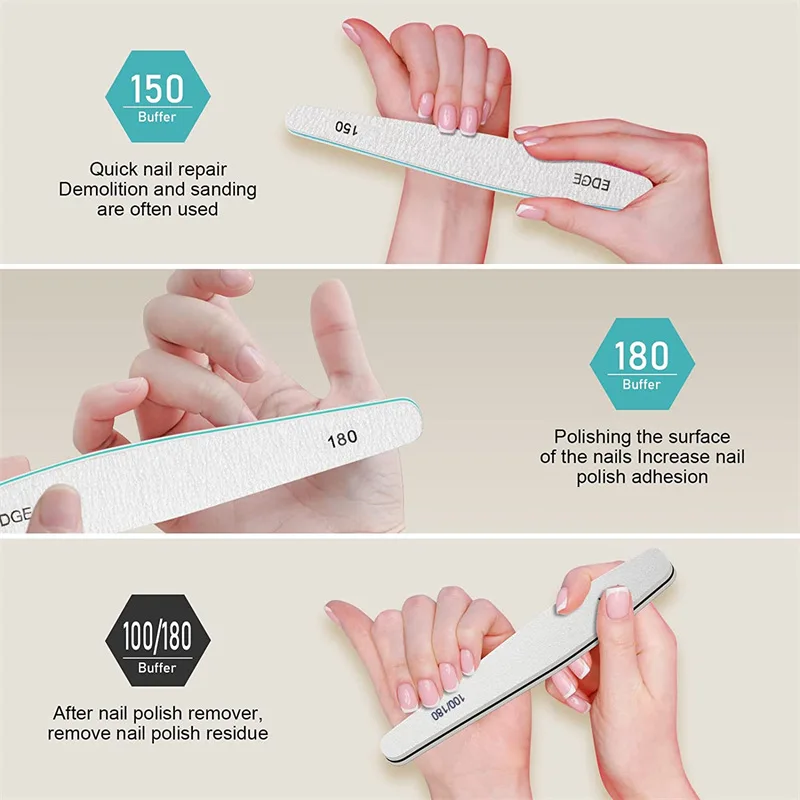 50/30 Uds. Lima de uñas de grano 100 a 4000 colores mezclados papel de lija profesional removedor de cutículas Nail Art Buffer accesorios de esmalte de uñas para