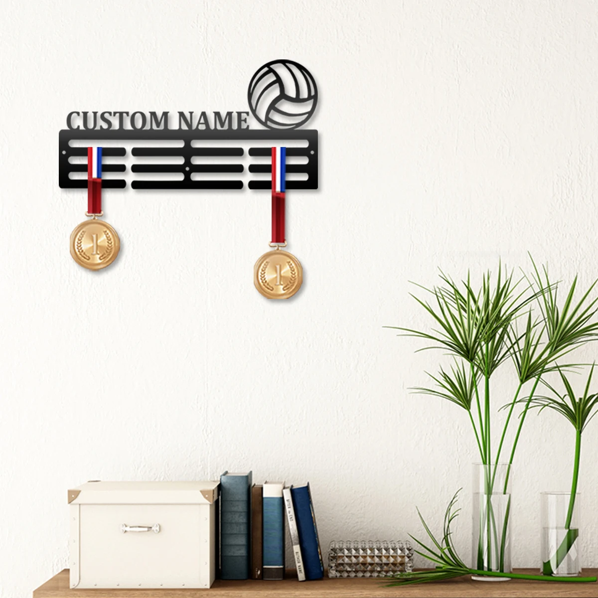 

1pc Volleyball medal hook Neon light Custom Name Metal Wall Signs Iron Wall Plaque For Bedroom Décor