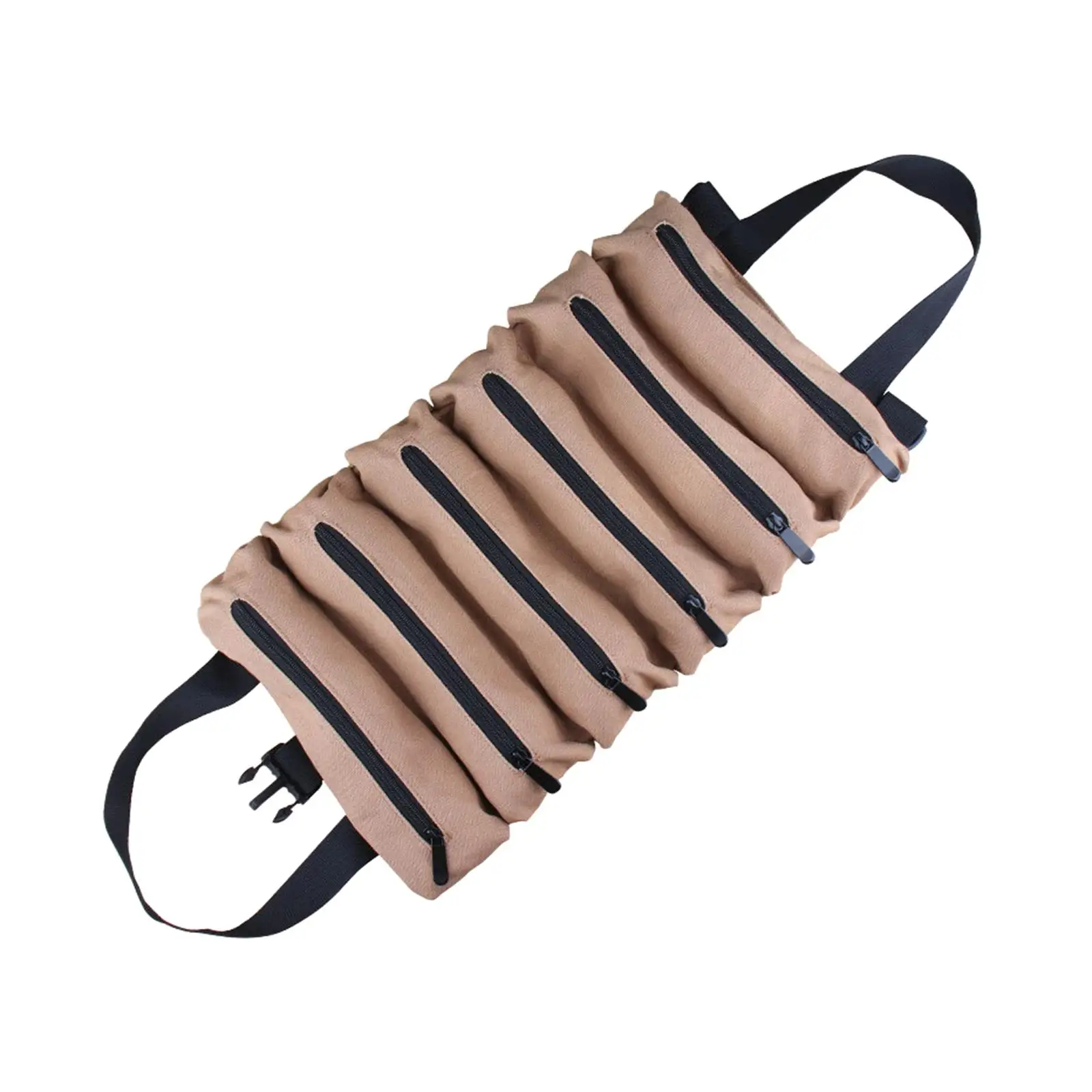 

with 6 Zipper Pockets roll up Tool Bag Foldable Bucket Hanging Tool Zipper Carrier Tote Canvas Wrench Tools Pouch for Carpenter