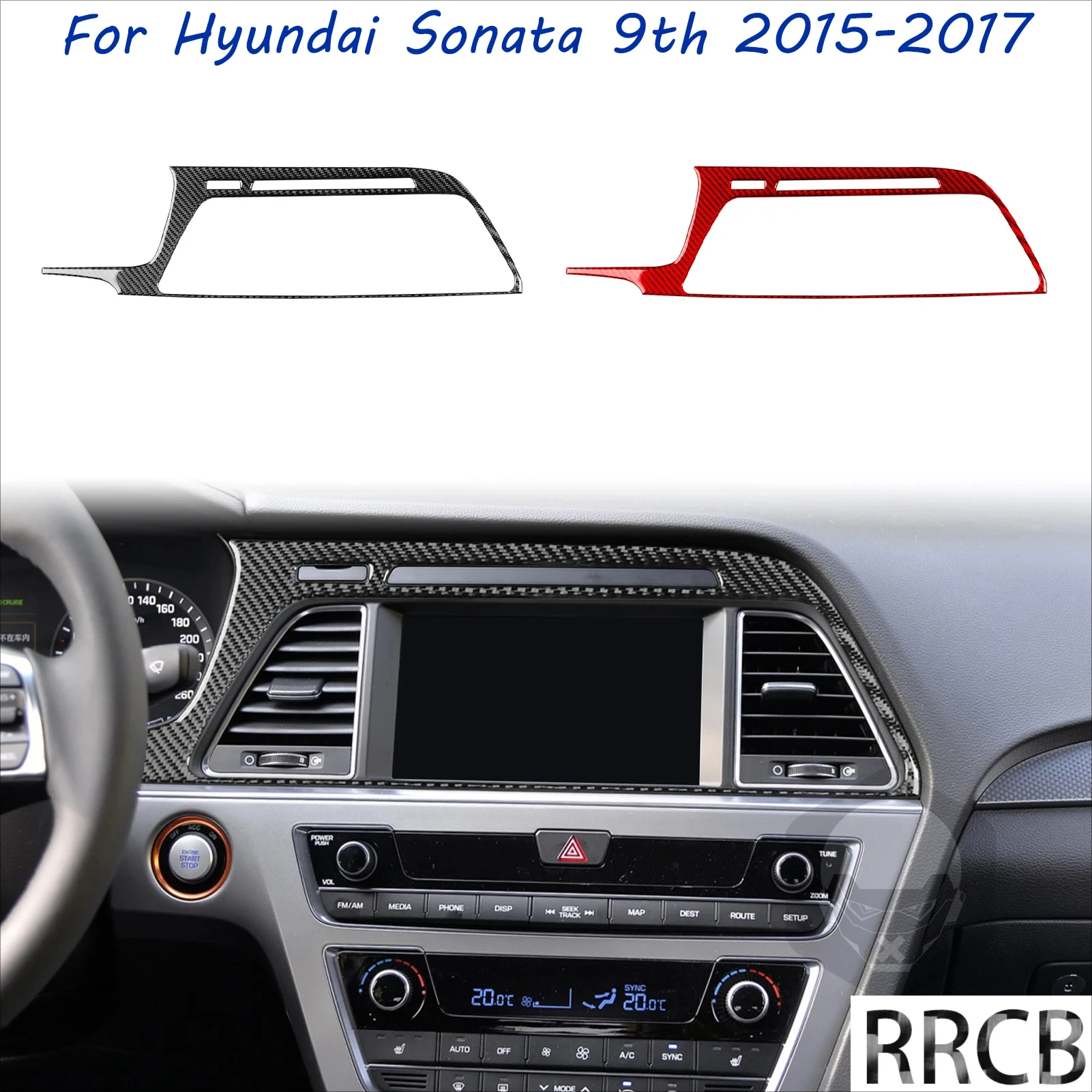 

For Hyundai Sonata 9 2015 2016 2017 Central Control Navigation Surround Real Carbon Fiber Cover Sticker Car Interior Accessories