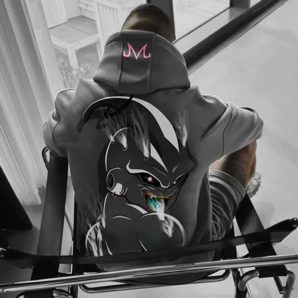 Dragon Ball Herren Hoodie King Majin Buu Herbst und Winter Herren Jungen Harajuku Casual Langarm Eltern Kind Tragen