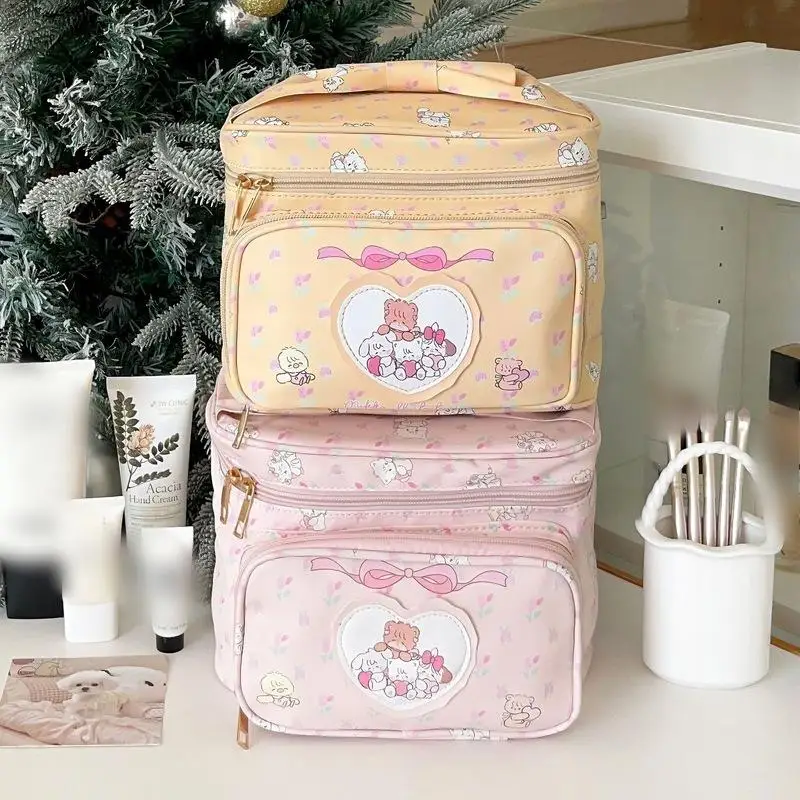 

2025 New Cute Princess Makeup Bag Portable Storage Bag For Going Out Large Capacity Square Tote Bag For Business Trips