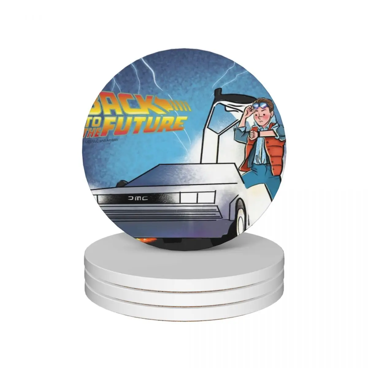 

Back To The Future (‘85) Ceramic Coasters (Set of 4) cute set slate drinks for coffee cups Coasters