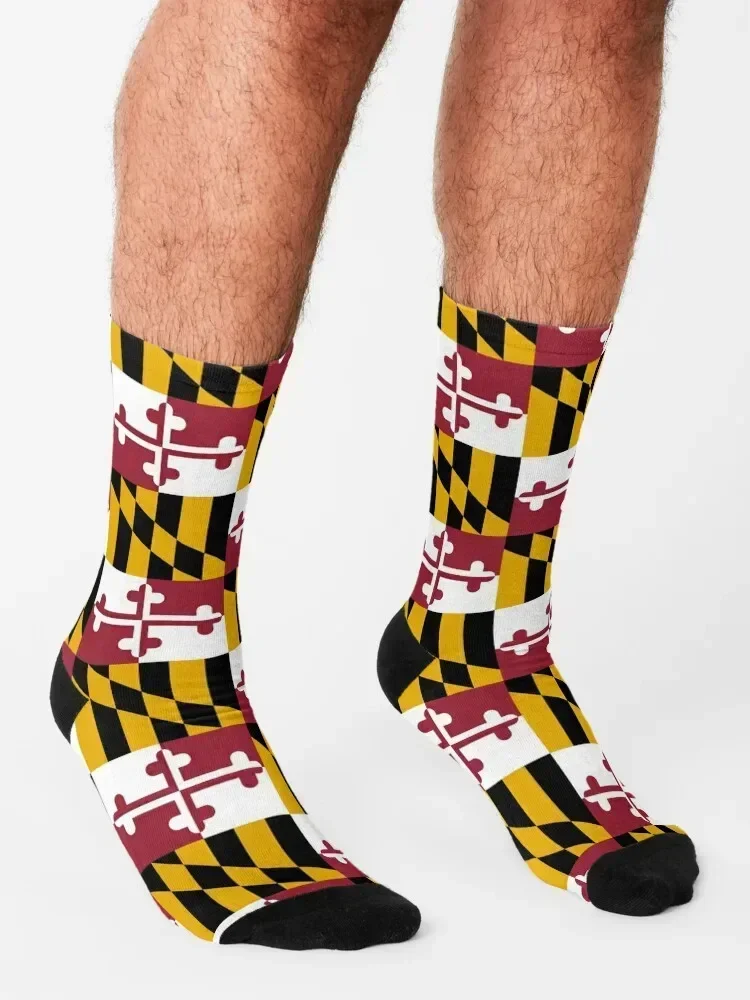 Flagge von Maryland Socken, individuelle Sport-Golf-farbige Wandersocken für Herren und Damen