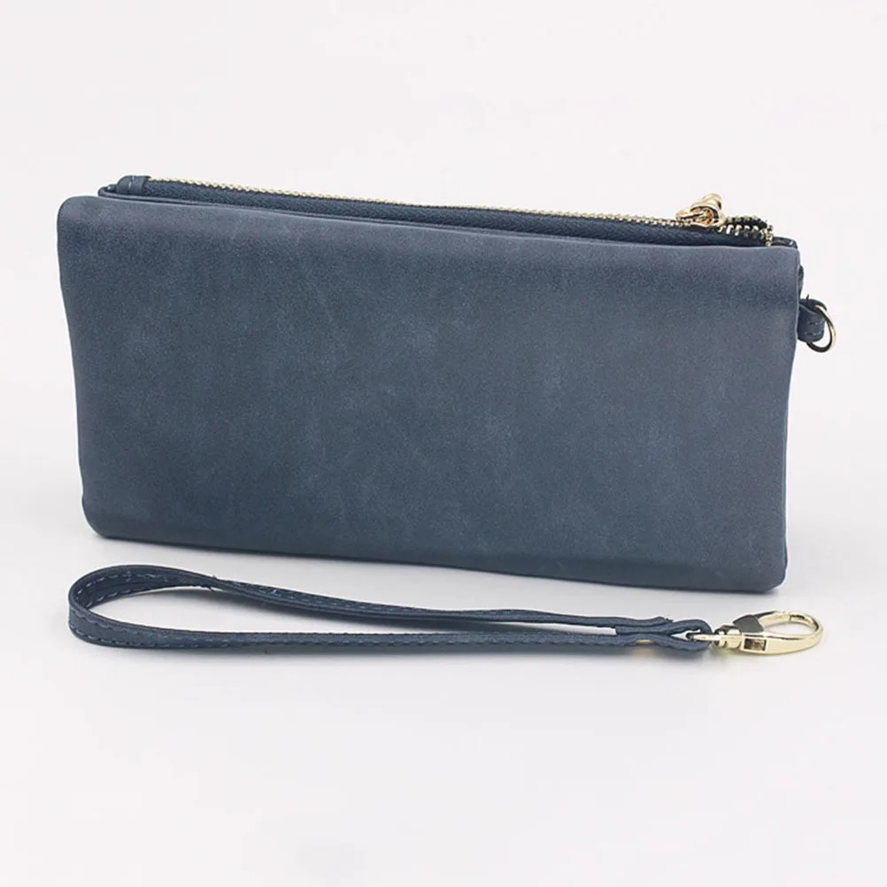 Long Wallet for Women Premium PU Material Multiple Card Slots Zipper Closure Lightweight Handbag Organizer Storage Pouch Black