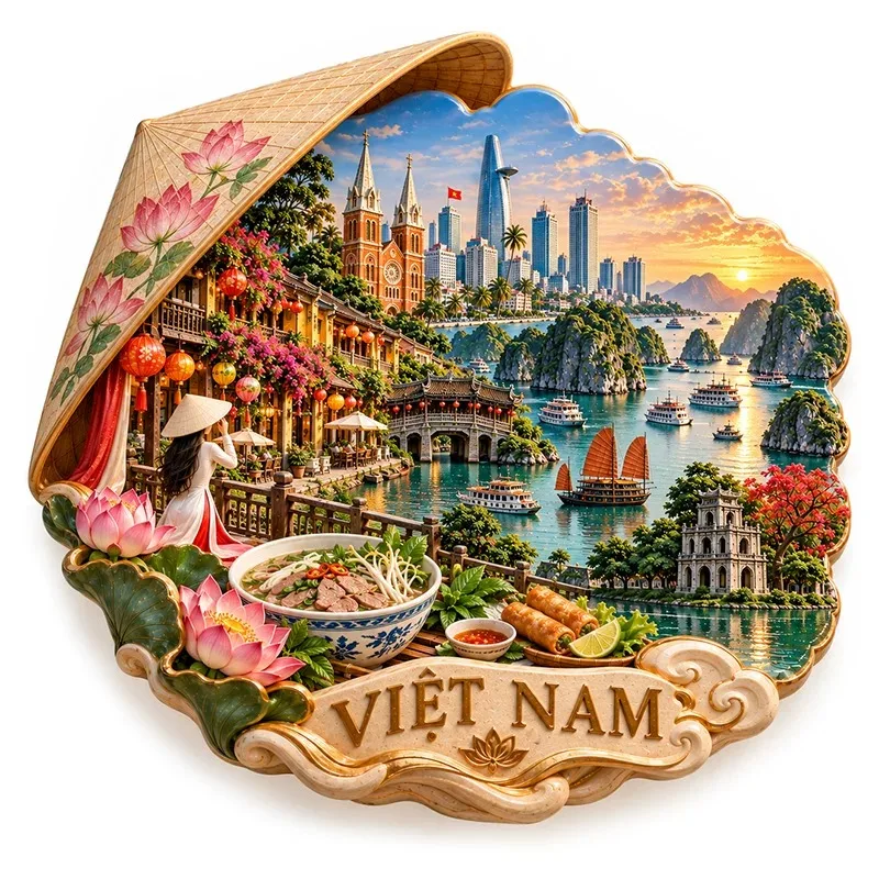 Vietnam Metal Fridge Magnets Kota Kinabalu Souvenirs Ireland Osaka Castle Pattaya Fridge Stickers Birthday Gifts Home Decor