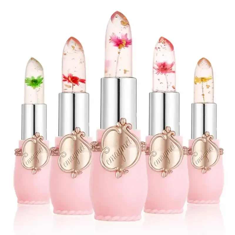 Long Lasting Moisturizing ดอกไม้ Lip Stick Lip Care แต่งหน้าเครื่องสําอางค์ Jelly ลิปสติก Lip Balm โปร่งใสจําลอง Maquillaje