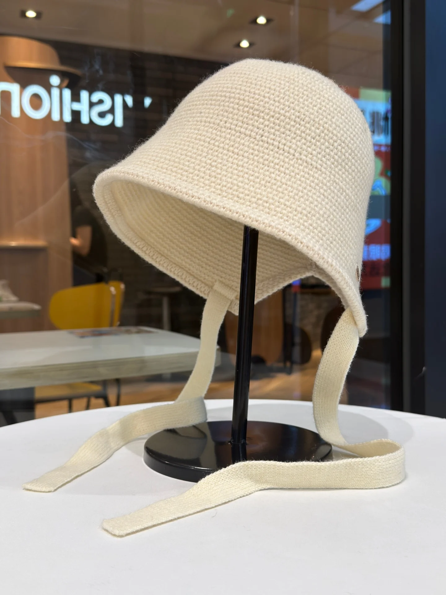 fall-winter-knitted-fisherman-hat-women's-asymmetrical-bow-detail-wide-brim-bucket-cap-face-slimming-versatile-large-circumfe