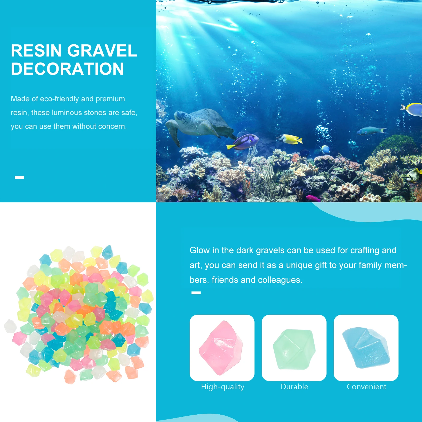 

400 Pcs Night Glow Stones Self Luminous Resin Safe Decor Pond Aquarium Gravel Water Features Flower Arrangements