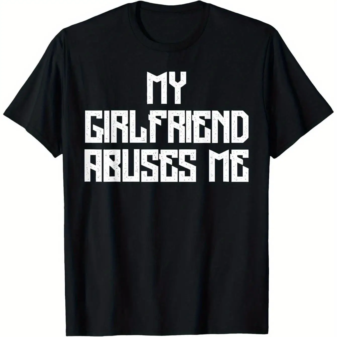 My Girlfriend Abused Me T-shirt - Boyfriend Funny Pattern Shirt, Humorous Declaration Top, Cotton Casual Round Neck T-shirt
