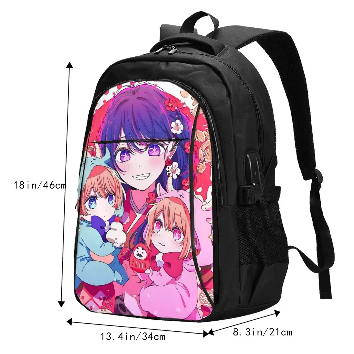 حقيبة ظهر للكمبيوتر المحمول للسفر من Anime Oshi No Ko Ai Hoshino، حقيبة ظهر للكمبيوتر المحمول مقاومة للماء للأعمال مع منفذ شحن USB، حقيبة جامعية #4