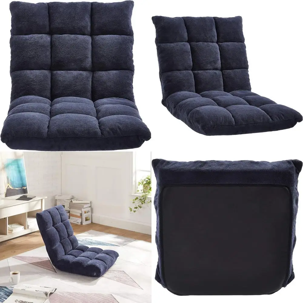 

Portable 14-Setting Memory Foam Chair with Lumbar Support, 41.3D x 21.3W x 6H, Navy Blue