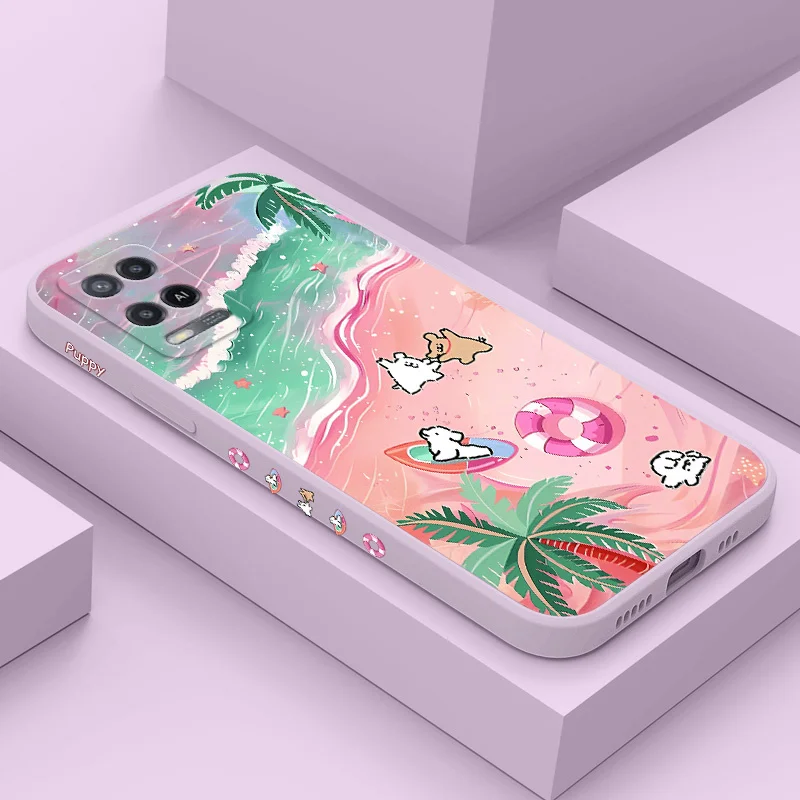 

Beach Puppy Phone Case For OPPO A54 A74 A57 A77 A78 A96 A76 A95 A94 A83 A53 A72 A52 A9 A5 A12 A31 2020 S 4G 5G Cover