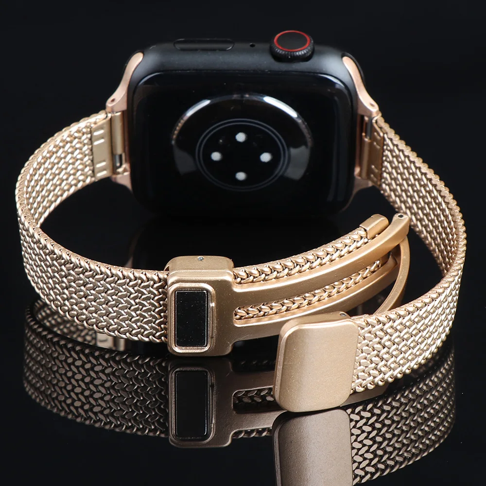 Dünnes Magnetarmband für Apple Watch Band Ultra 3 2 49 mm Damenarmband iWatch Serie 11 10 9 8 7 SE 6 5 4 3 2 46/45/44/42/41/40 mm