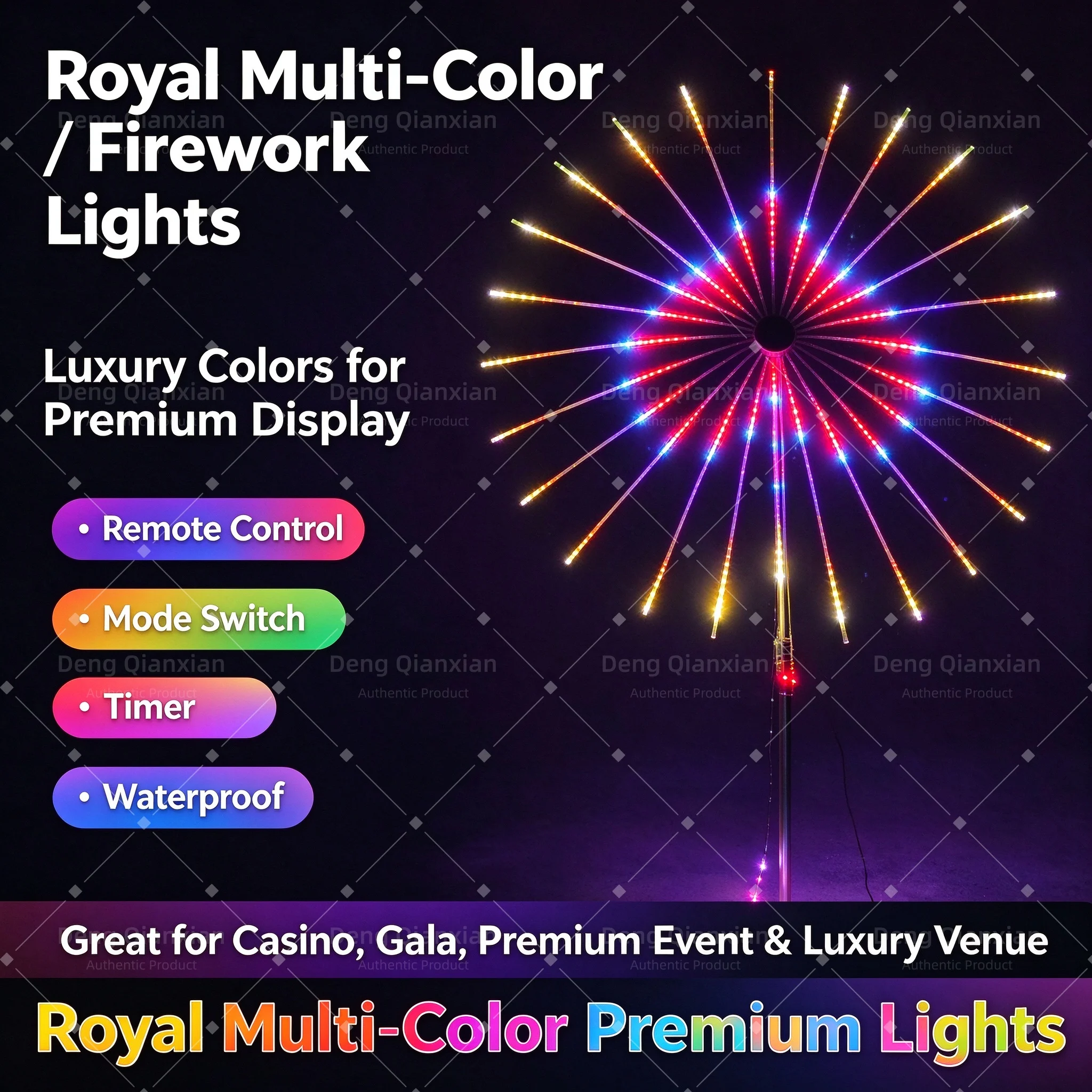 Waterproof RGB Firework Lights Outdoor, Sound Activated Music Sync Dual Speakers, Programmable APP Control Garden Decor Lights