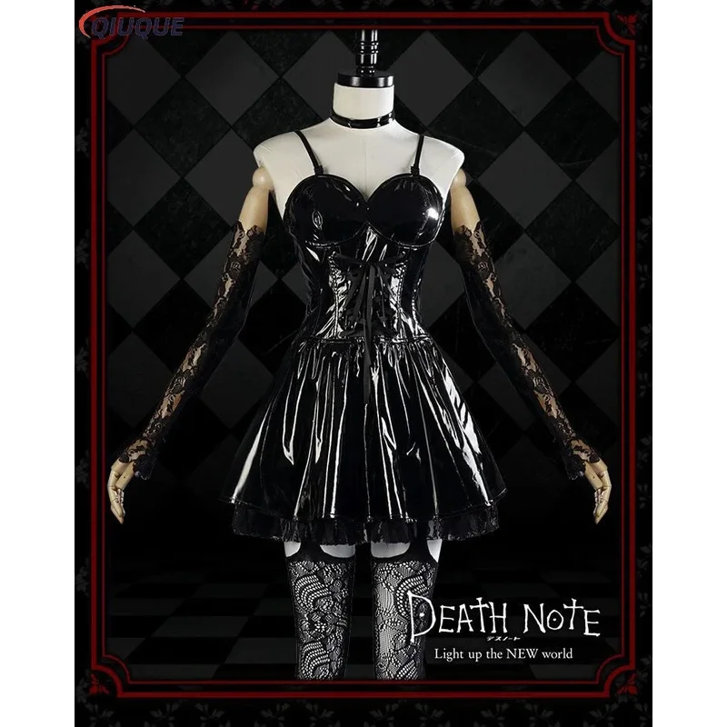 Миса Амане Косплей Костюм Парик Искусственная Кожа Сексуальное Платье Ожерелье Кружевные Рукава Чулки Женская Униформа Аниме Наряды