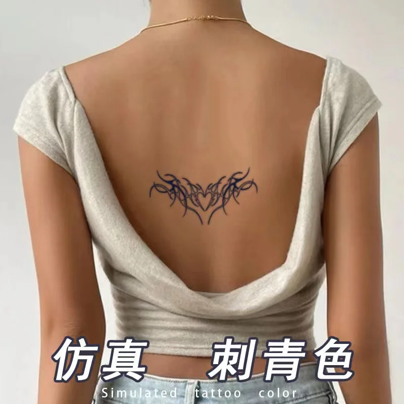 Herb Juice Ink Tattoo Sticker Heart Totem Thigh Back Chest Premium Feel Fake Tattoo Cool Art Tattoo Female